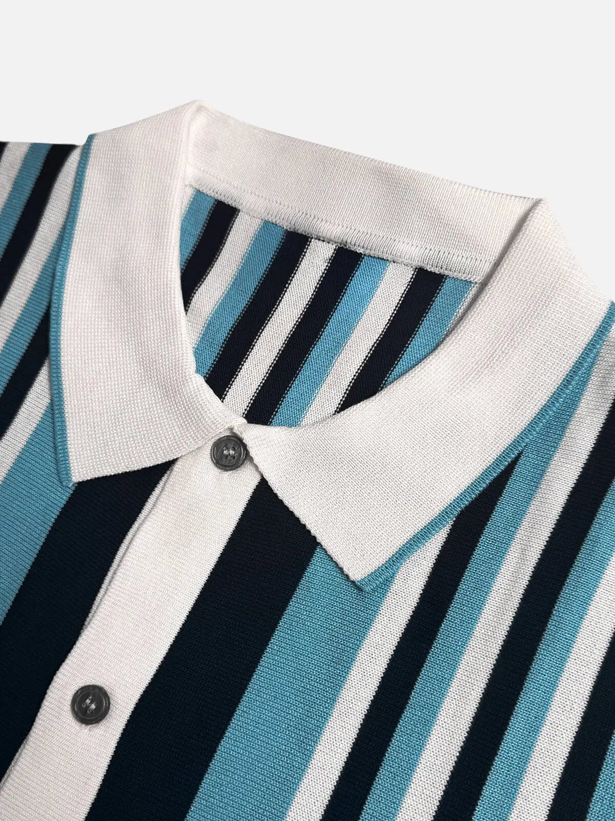 Men's Retro Stripe Knit Button Short Sleeve Shirt Eleven Oasis