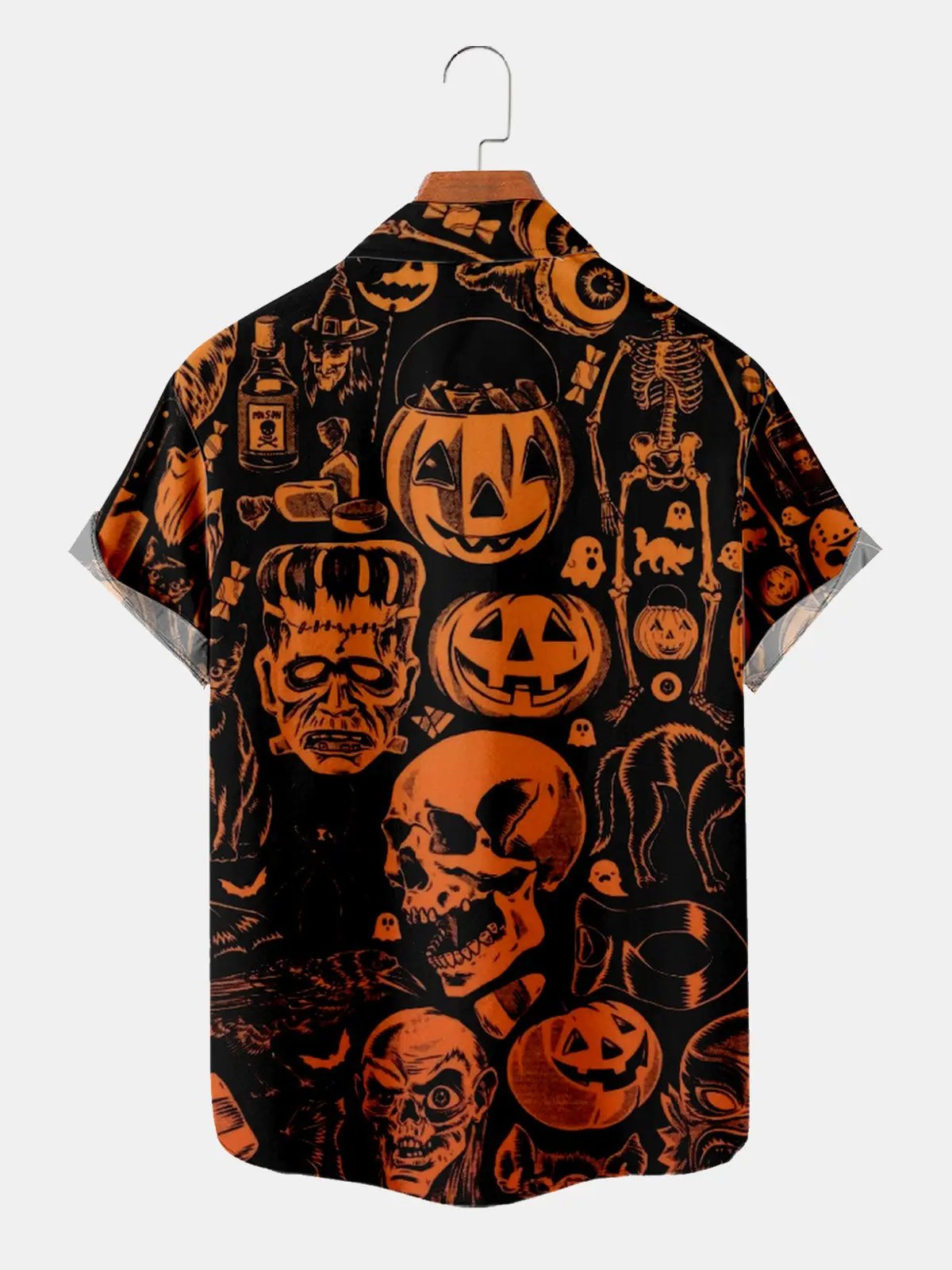 Men's Halloween Horror Icons Short Sleeve Shirt ElevenOasis