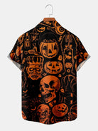 Men's Halloween Horror Icons Short Sleeve Shirt ElevenOasis