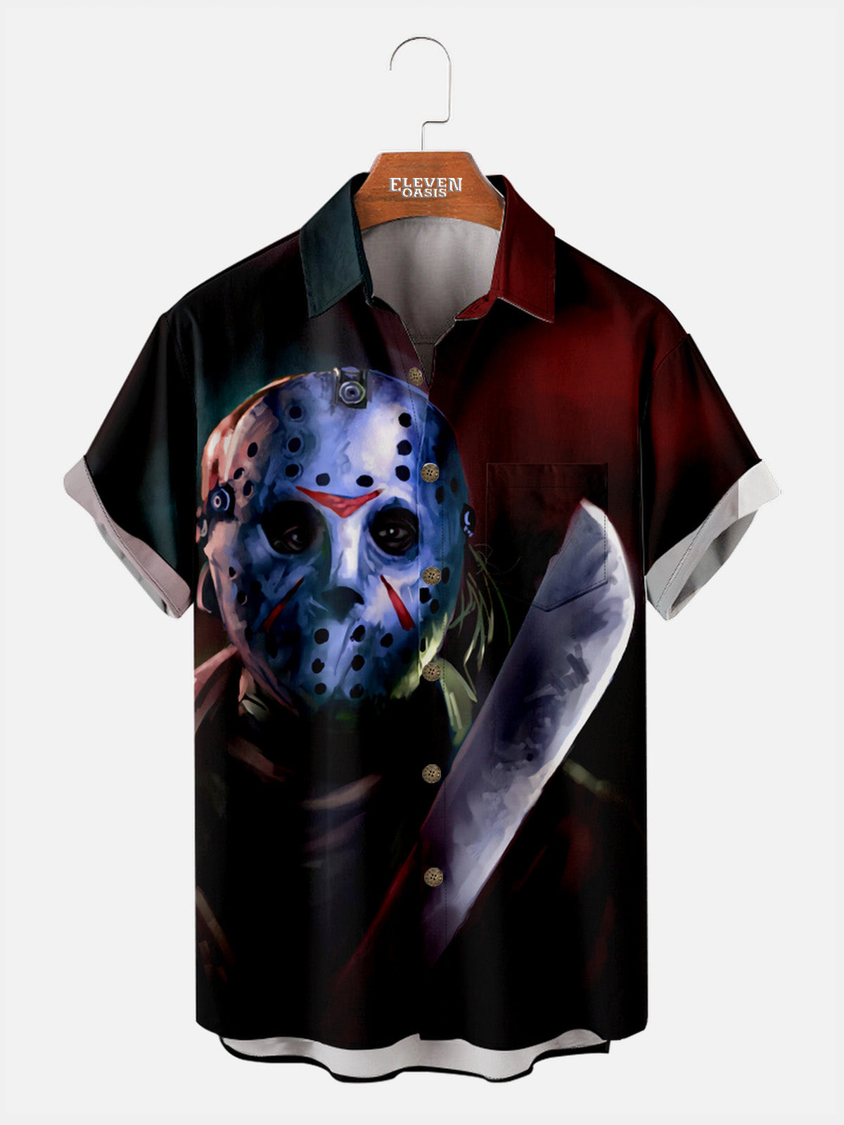 Men's Friday the 13th Jason Halloween Short Sleeve Shirt Eleven Oasis