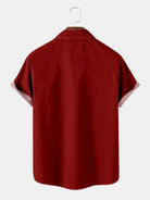 Men's Classic Striped Bowling Style Short Sleeve Shirt ElevenOasis