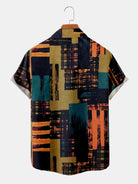 Men's Abstract Geometric Patchwork Short Sleeve Shirt Eleven Oasis