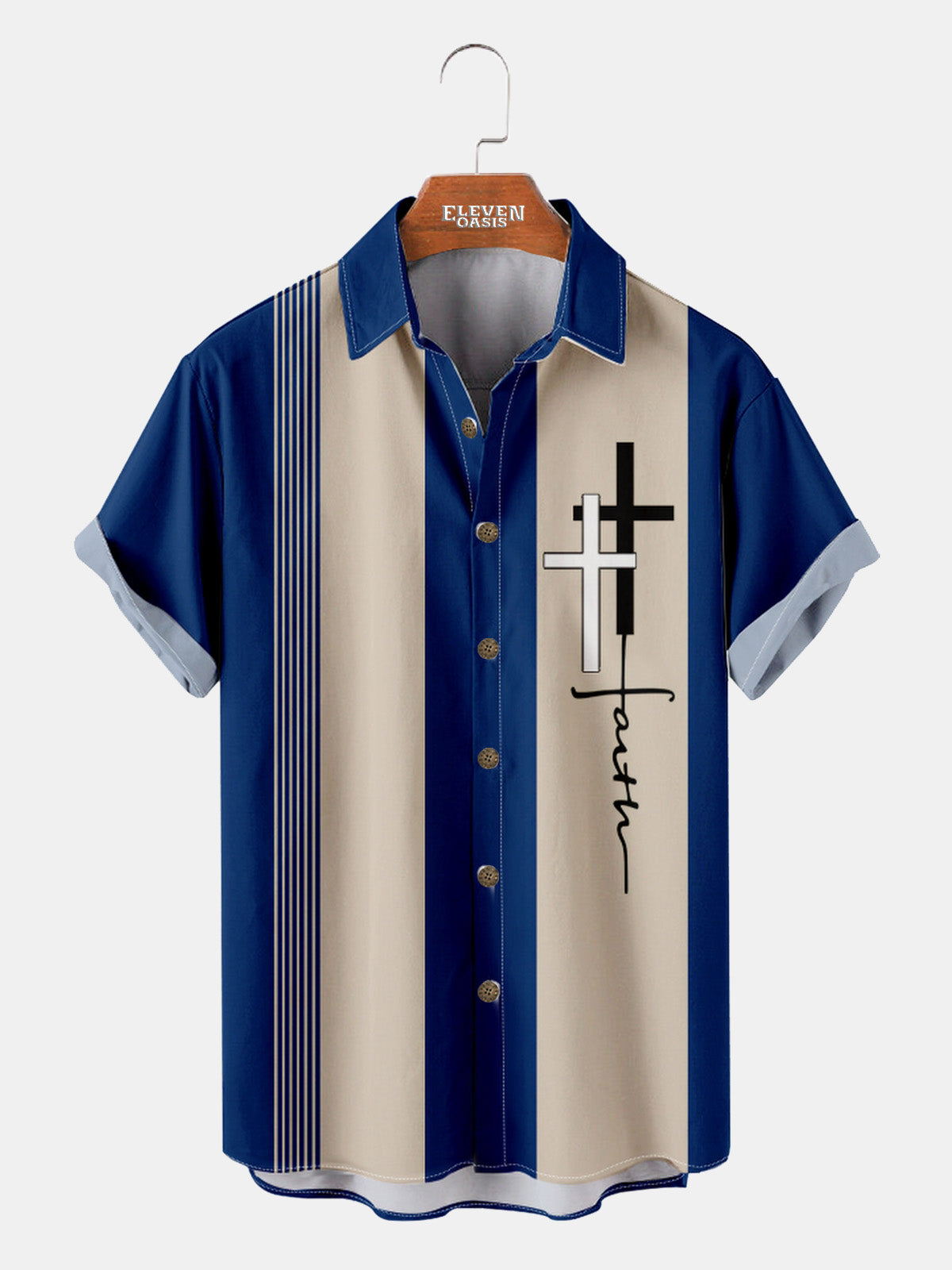 Men's Faith Cross Short Sleeve Shirt Eleven Oasis