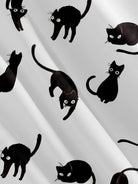 Men's Black Cat Pattern Short Sleeve Shirt ElevenOasis