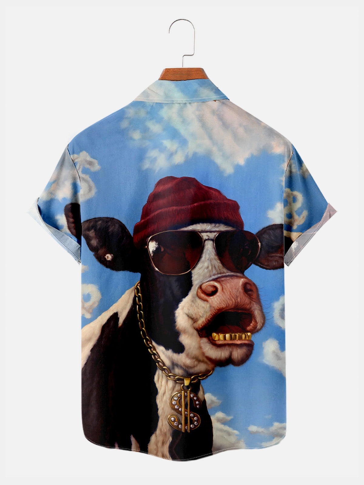 Men's Funny Hip-Hop Cow Pattern Short Sleeve Shirt ElevenOasis
