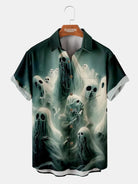 Men's Haunted Spirits Halloween Short Sleeve Shirt ElevenOasis