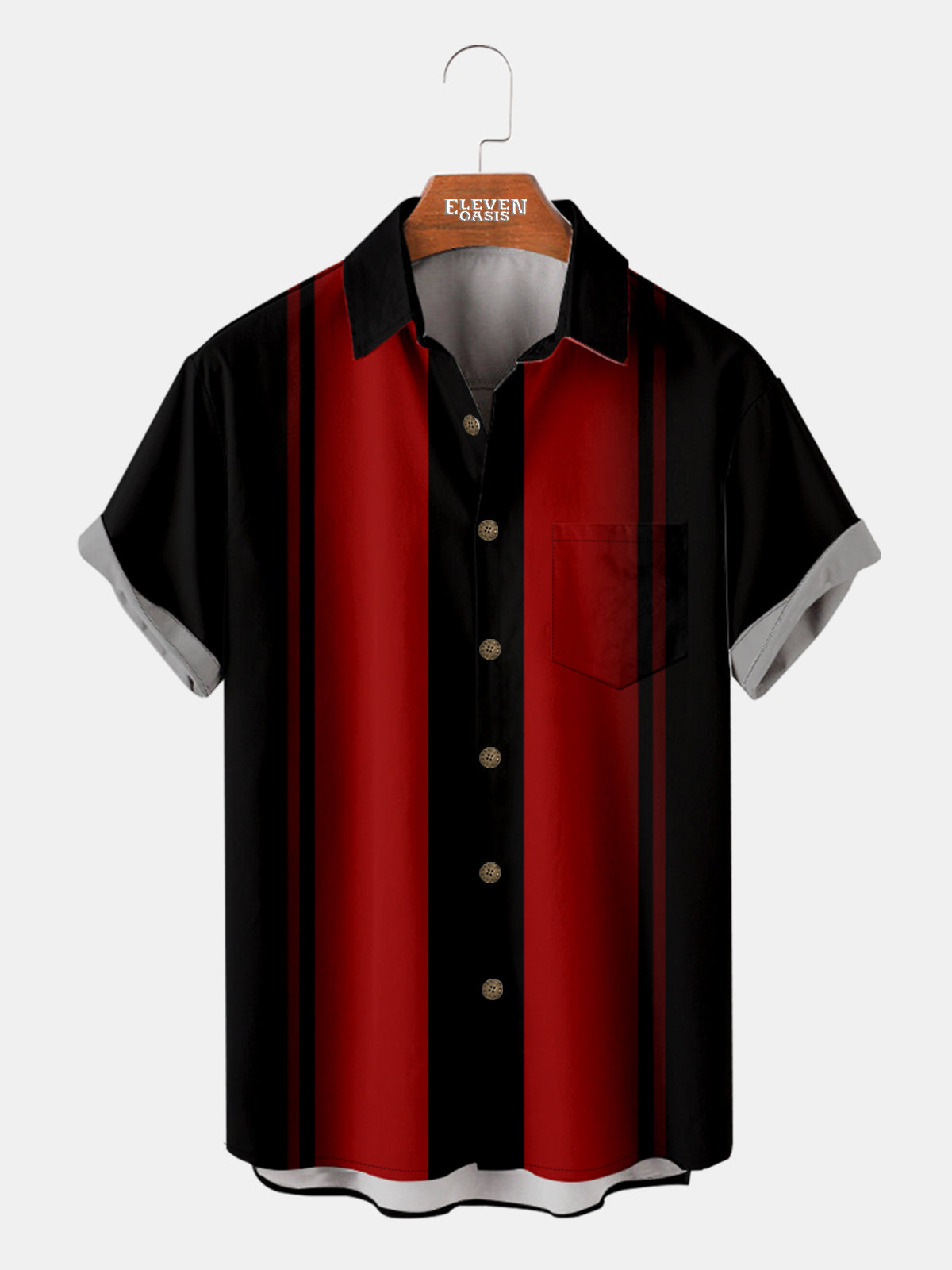 Tall Men's Ombre Bowling Short Sleeve Shirt ElevenOasis