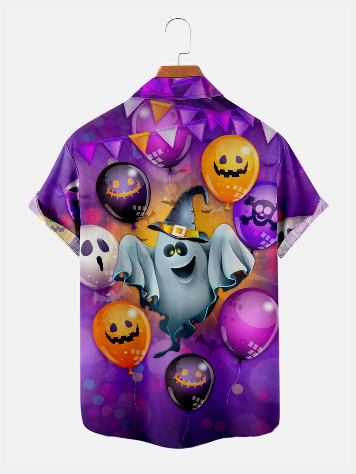 Men's Ghost Party Balloons Halloween Short Sleeve Shirt Eleven Oasis