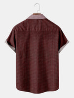 Men's Striped Detail Pattern Short Sleeve Shirt ElevenOasis