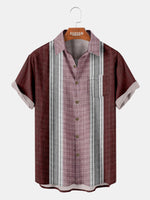 Men's Striped Detail Pattern Short Sleeve Shirt ElevenOasis