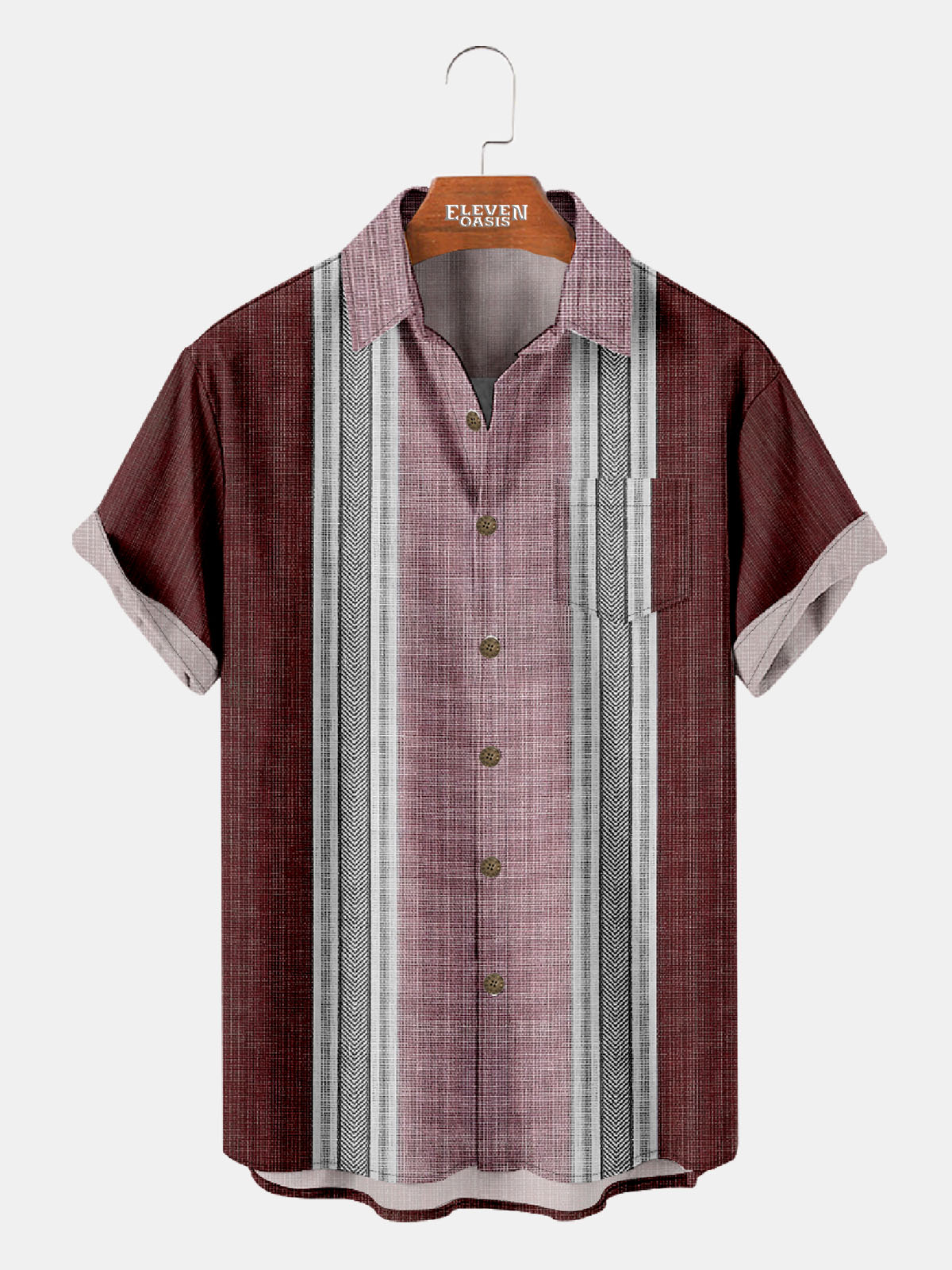 Men's Striped Detail Pattern Short Sleeve Shirt ElevenOasis