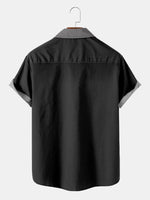 Men's Classic Bowling Panel Short Sleeve Shirt ElevenOasis