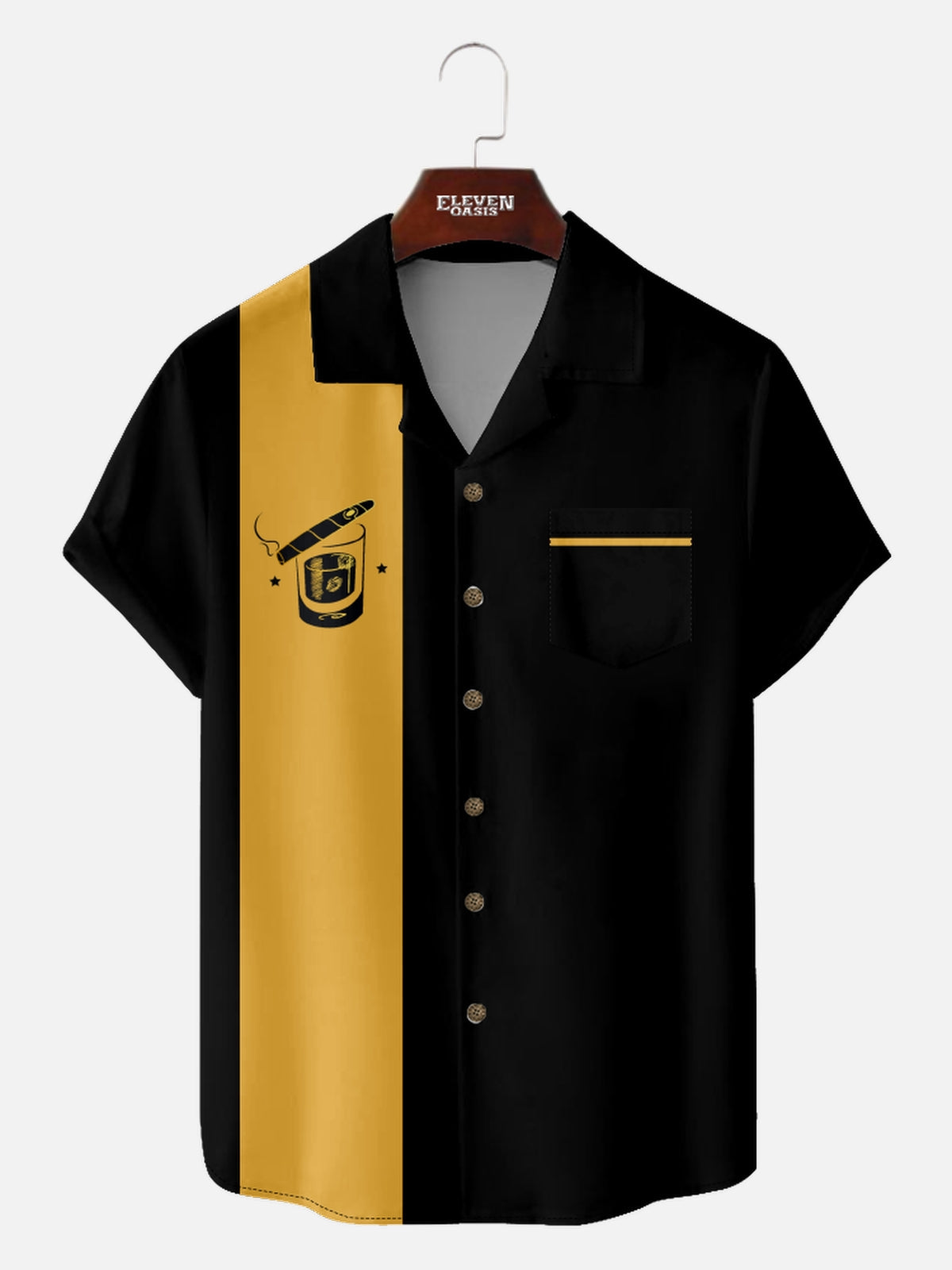 Men's Rockabilly Skull Button Down Halloween Short Sleeve Shirt ElevenOasis