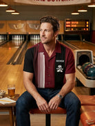 Men's Custom Winged Skull Bowling Short Sleeve Shirt Eleven Oasis