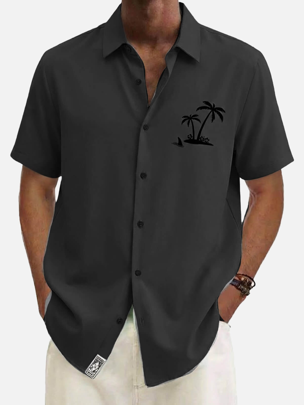 Men's Hawaiian Coconut Tree Oasis Short Sleeve Shirt ElevenOasis