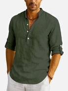 Men's Cotton Stand Collar Long Sleeve Shirt ElevenOasis
