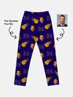 Custom Basketball Team & Face Pajama Set - Purple & Gold Eleven Oasis