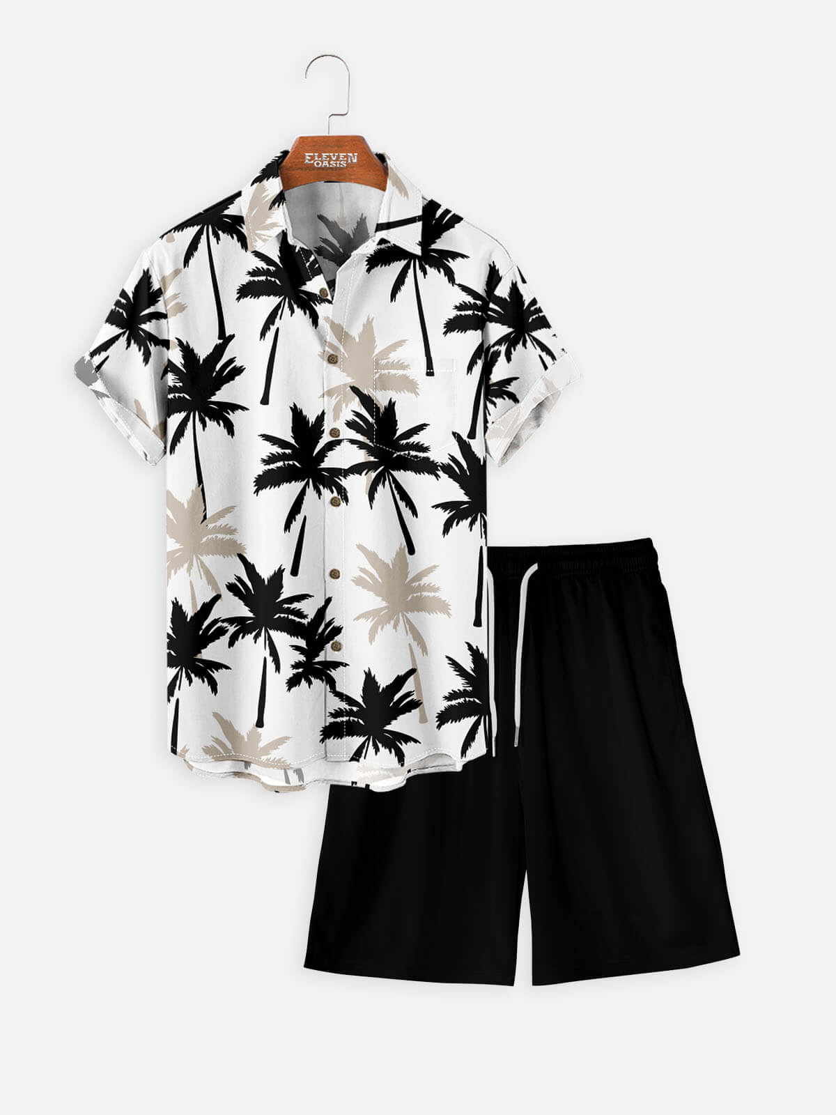 Tall Men's Tropical Palm Print Short Sleeve Shirt Eleven Oasis