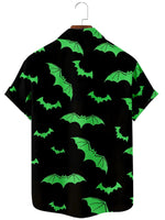 Tall Men's Green Bats Halloween Short Sleeve Shirt Eleven Oasis