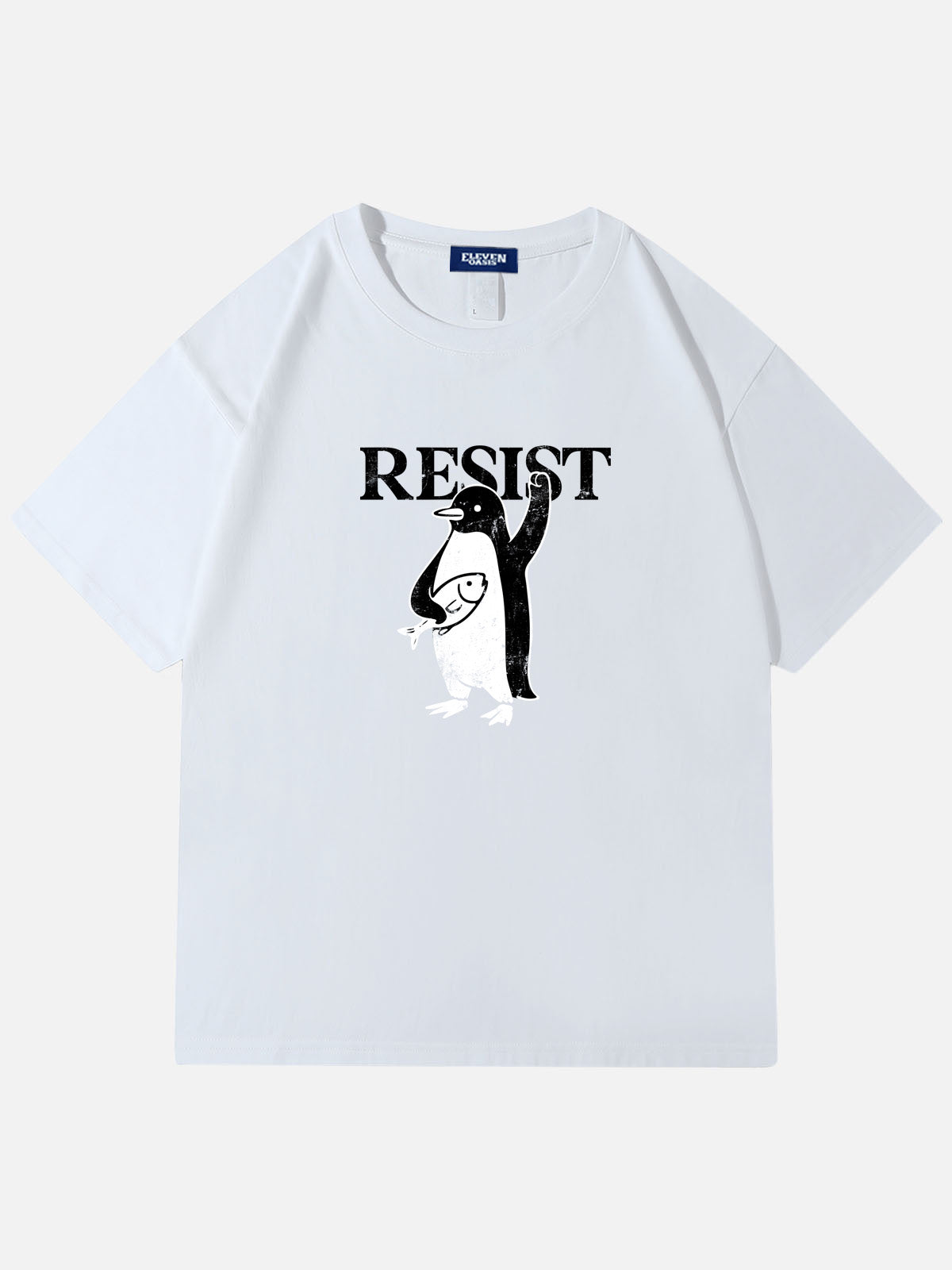 Resist Penguin Tariff Protest Graphic Cotton T-Shirt Eleven Oasis