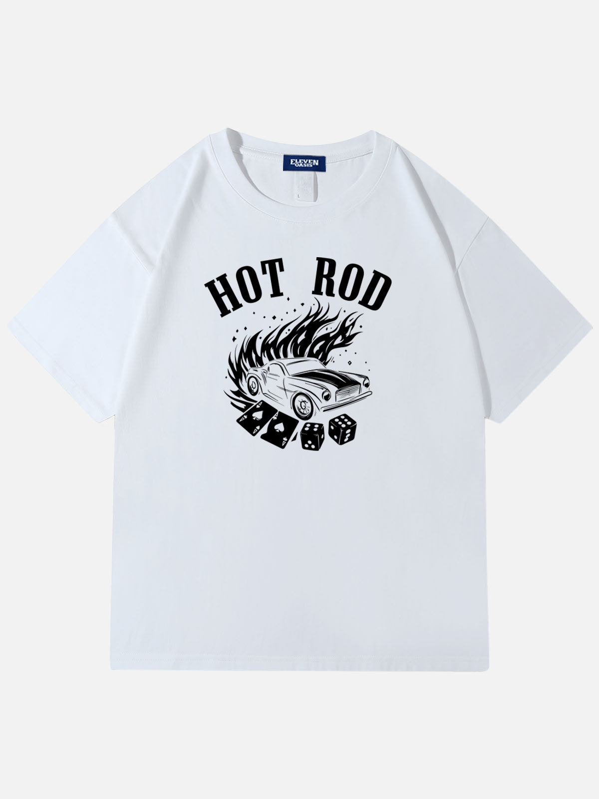 Men’s HotRod&Automotive Basic Cotton Round Neck T - Shirt Torched Muscle Dice Drag Eleven Oasis