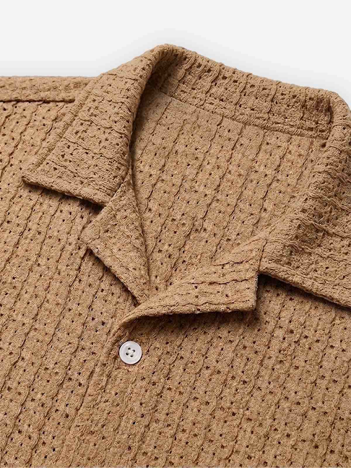 Men's Textured Knit Slim Fit Short Sleeve Shirt Eleven Oasis