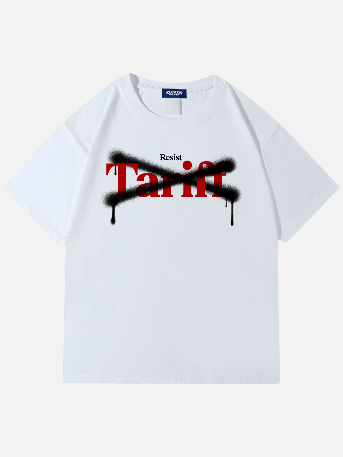 Men’s Slogan Design Basic Cotton Round Neck T - Shirt Funny Graphic Resist Tariff Eleven Oasis