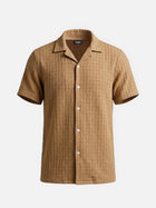 Men's Textured Knit Slim Fit Short Sleeve Shirt