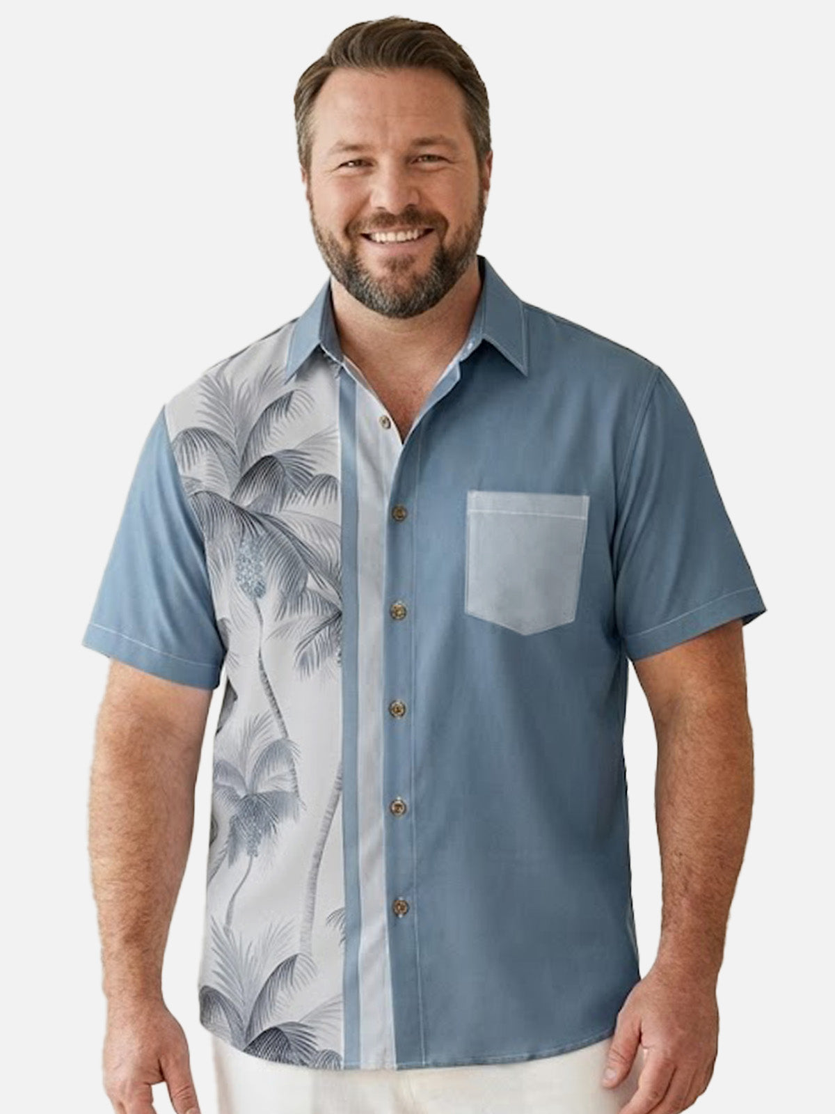 Tall Men's Coconut Tree Casual Breathable Hawaiian Short Sleeve Shirt ElevenOasis