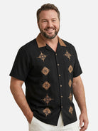 Tall Men's Ornamental Medallion Panel Short Sleeve Shirt Eleven Oasis