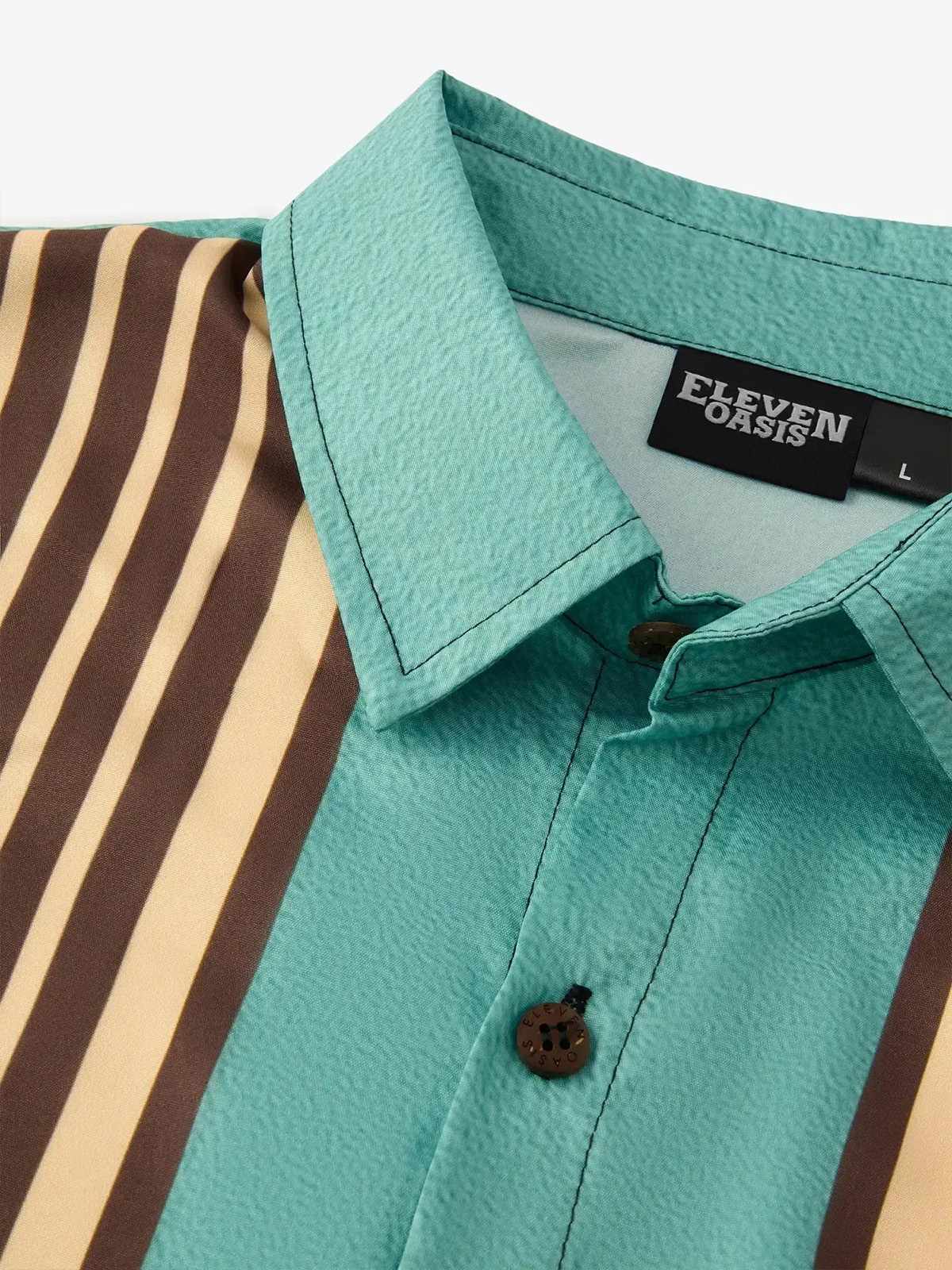 Tall Men's Striped Everyday with Toucan in a Cocktail Glass Short Sleeve Shirt ElevenOasis