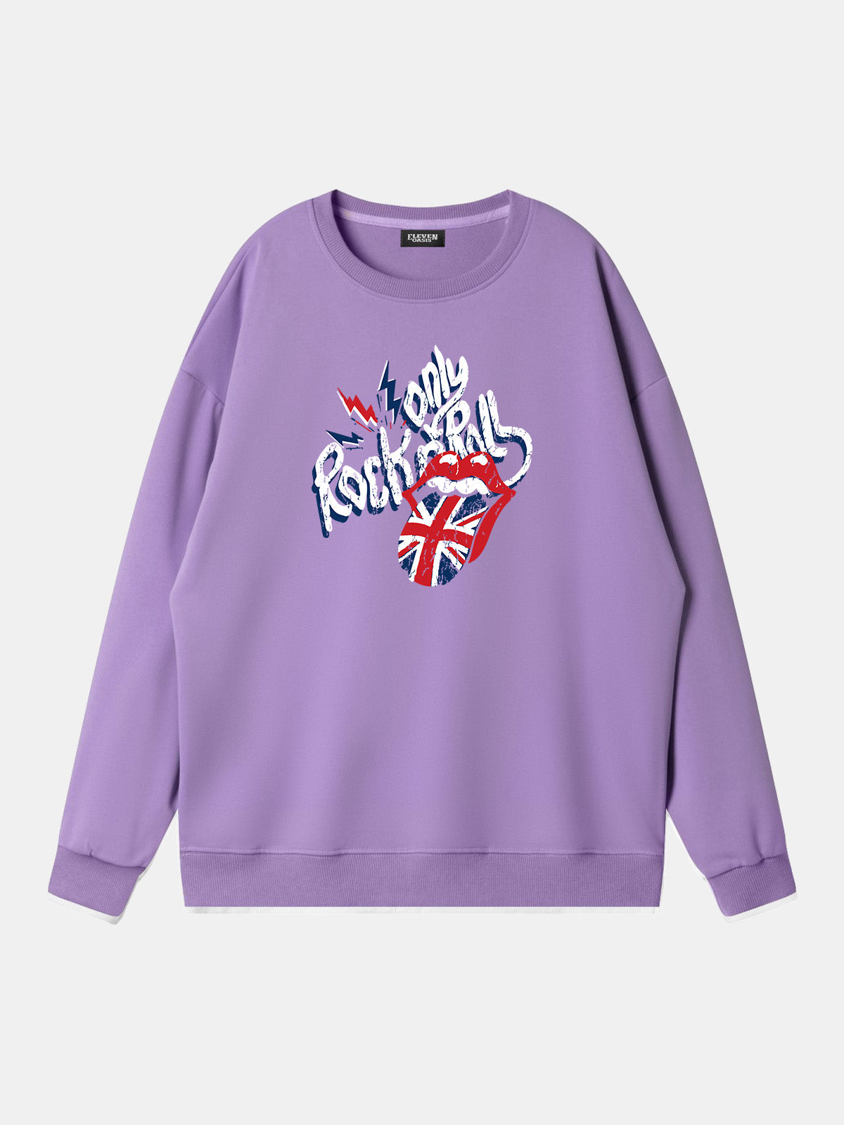 Rolling Stones Union Jack Lips Graphic Sweatshirt Eleven Oasis
