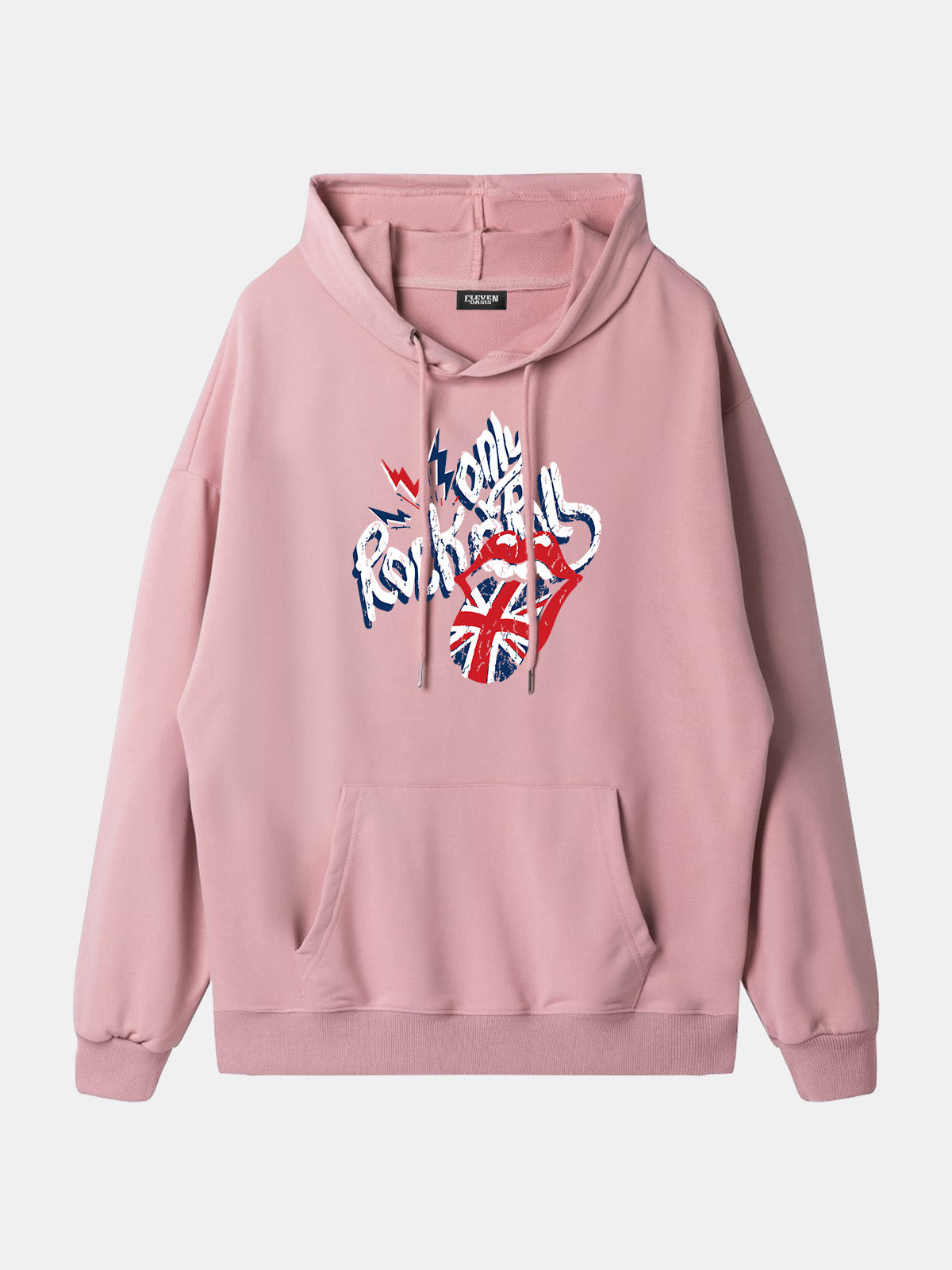 Rolling Stones Union Jack Lips Graphic Hoodie Eleven Oasis