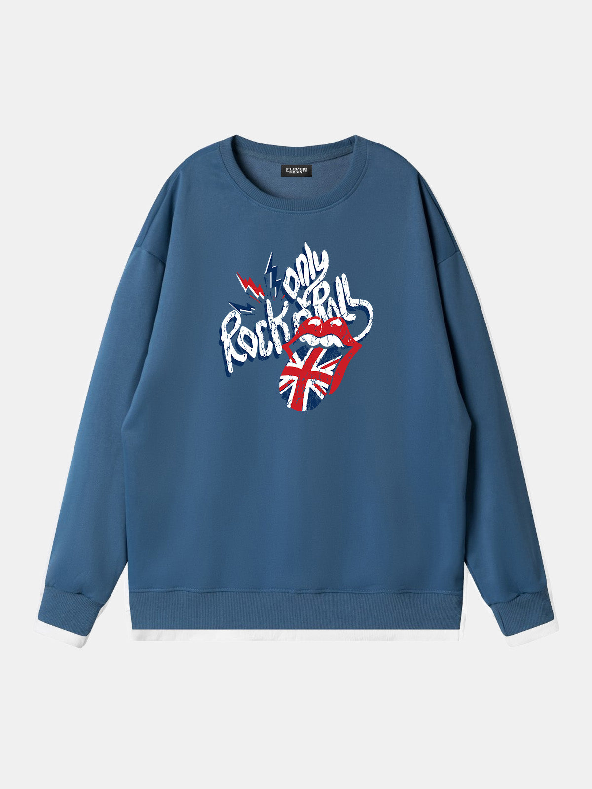 Rolling Stones Union Jack Lips Graphic Sweatshirt Eleven Oasis
