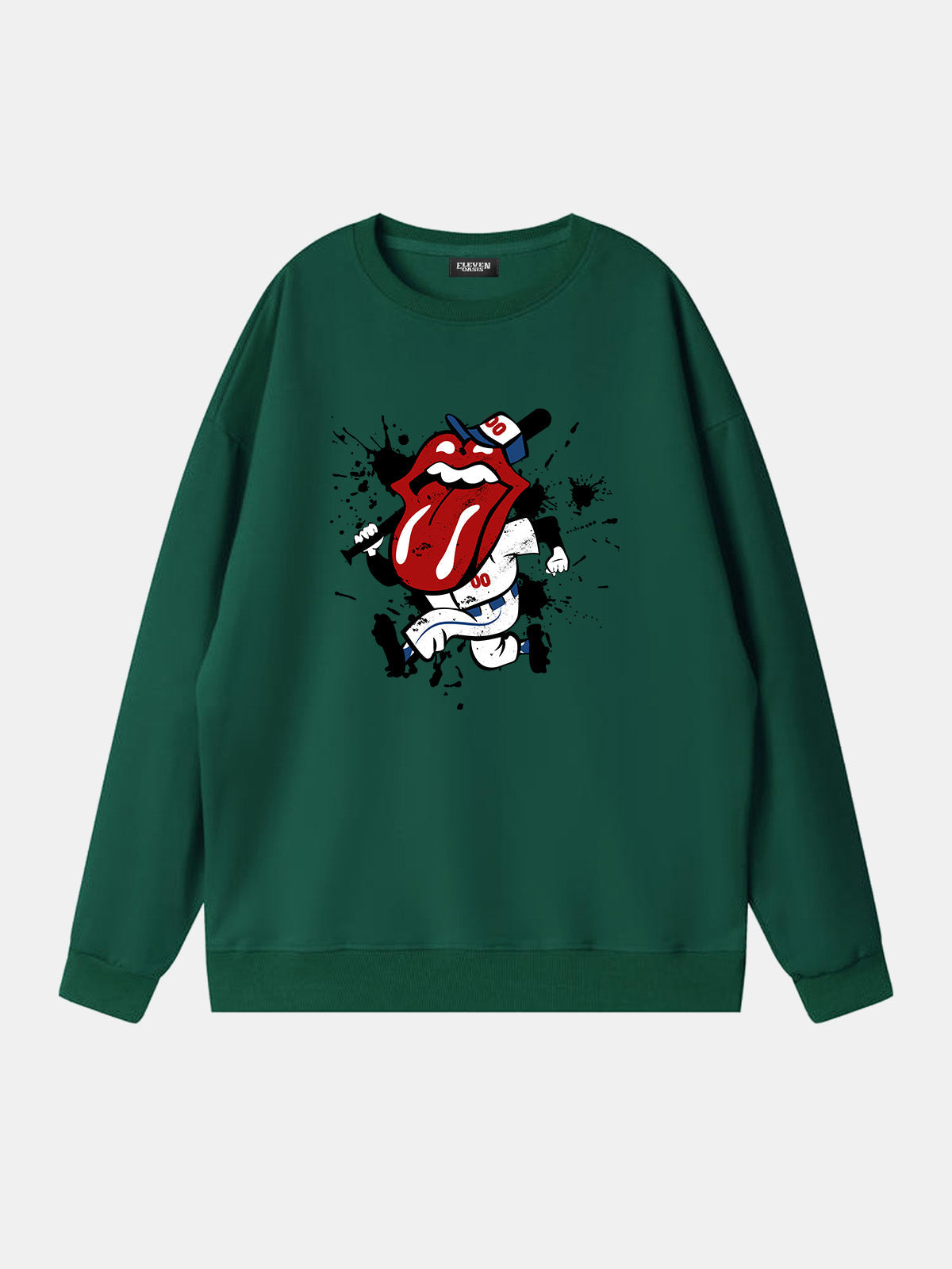 Rolling Stones Baseball Player Graphic Sweatshirt Eleven Oasis