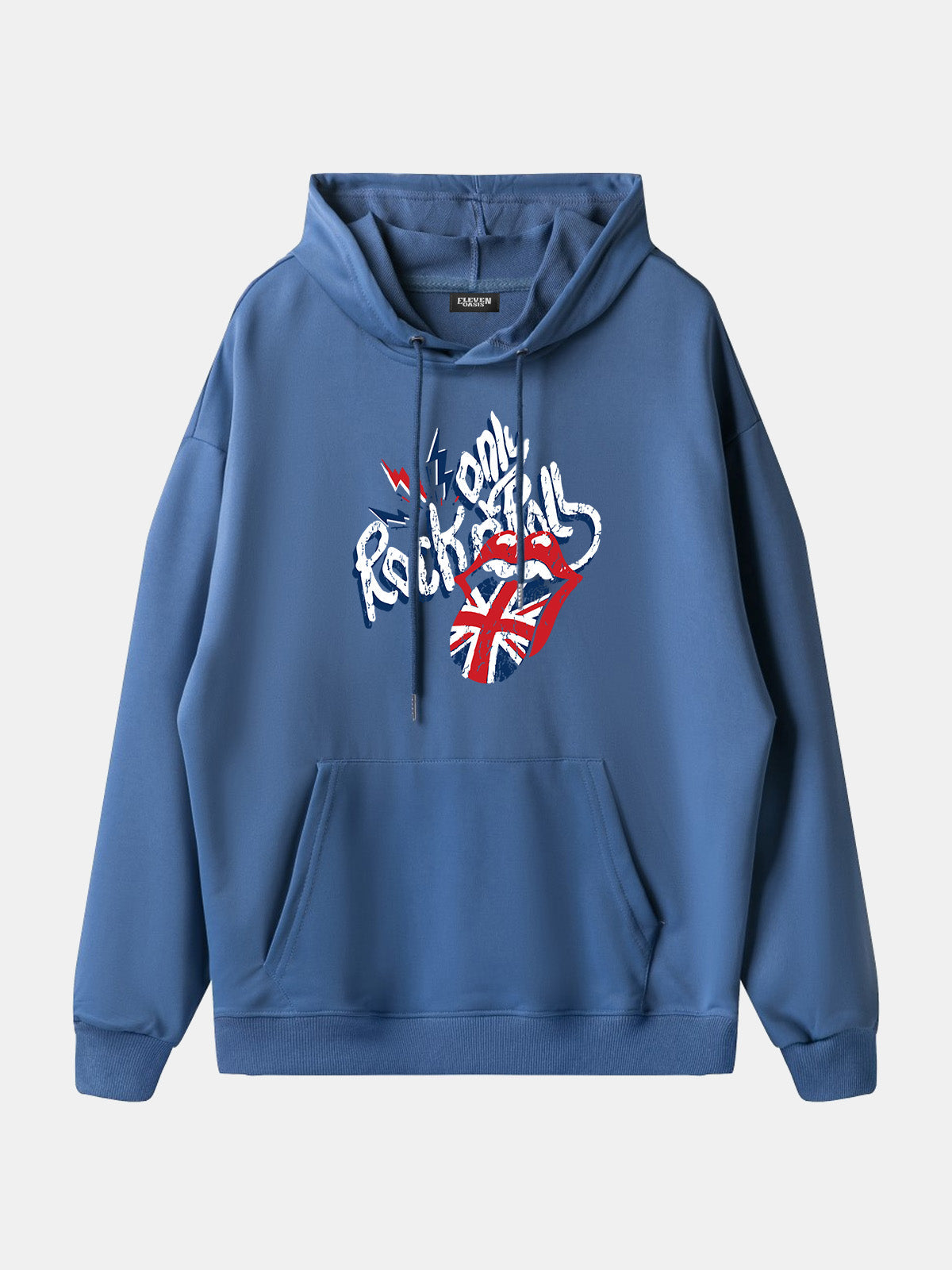 Rolling Stones Union Jack Lips Graphic Hoodie Eleven Oasis