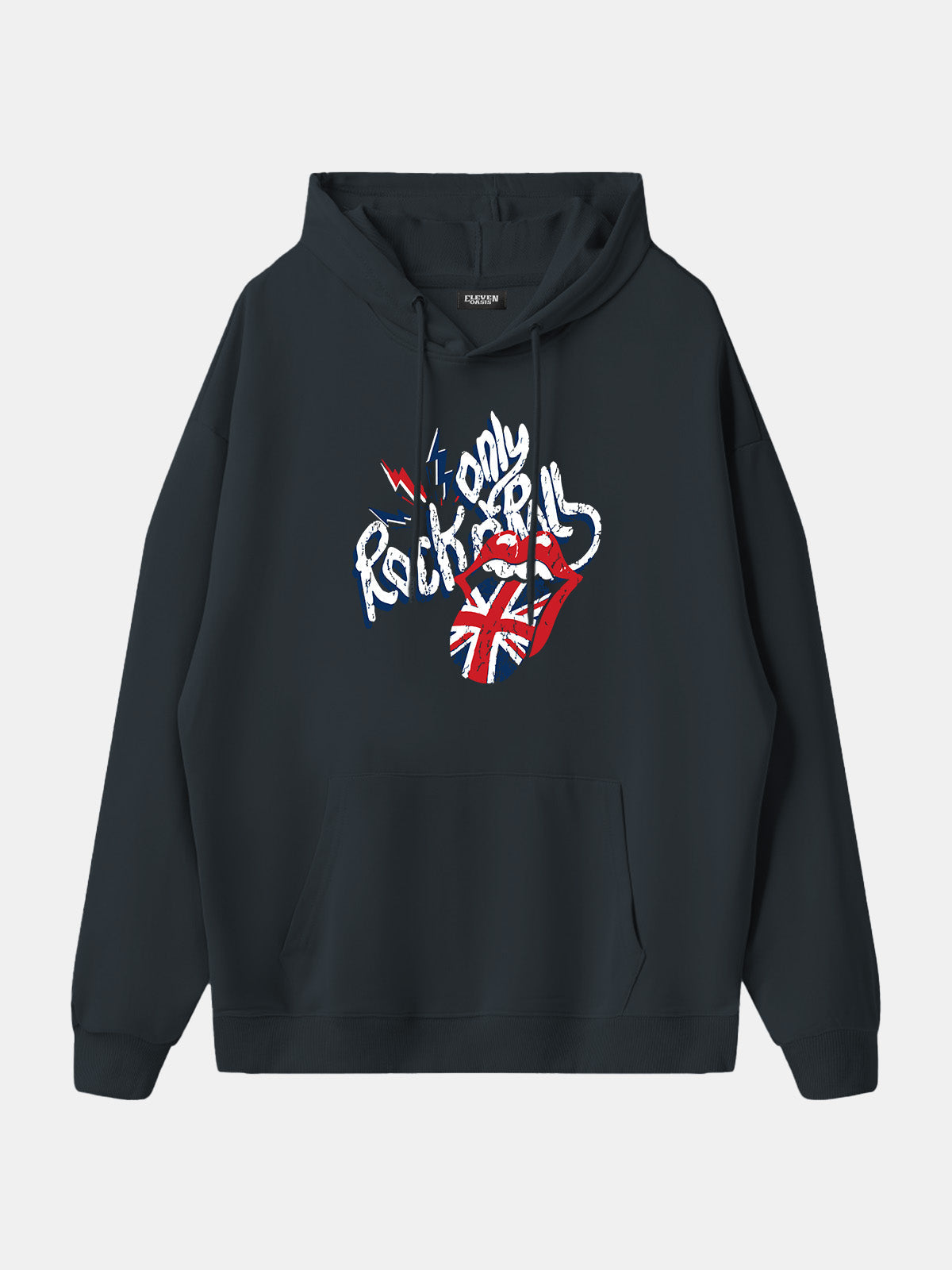 Rolling Stones Union Jack Lips Graphic Hoodie Eleven Oasis