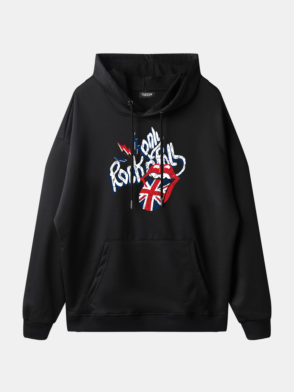 Rolling Stones Union Jack Lips Graphic Hoodie Eleven Oasis