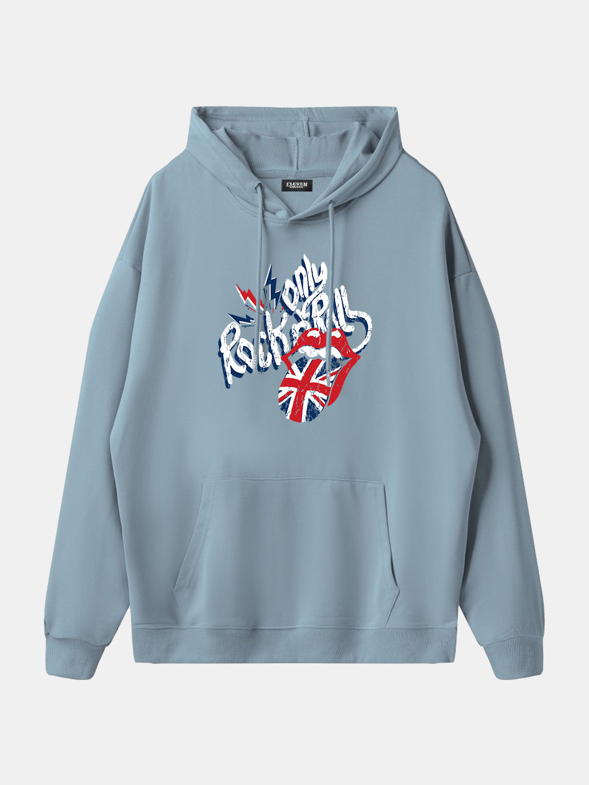 Rolling Stones Union Jack Lips Graphic Hoodie Eleven Oasis