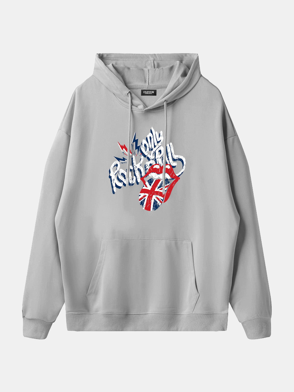 Rolling Stones Union Jack Lips Graphic Hoodie Eleven Oasis