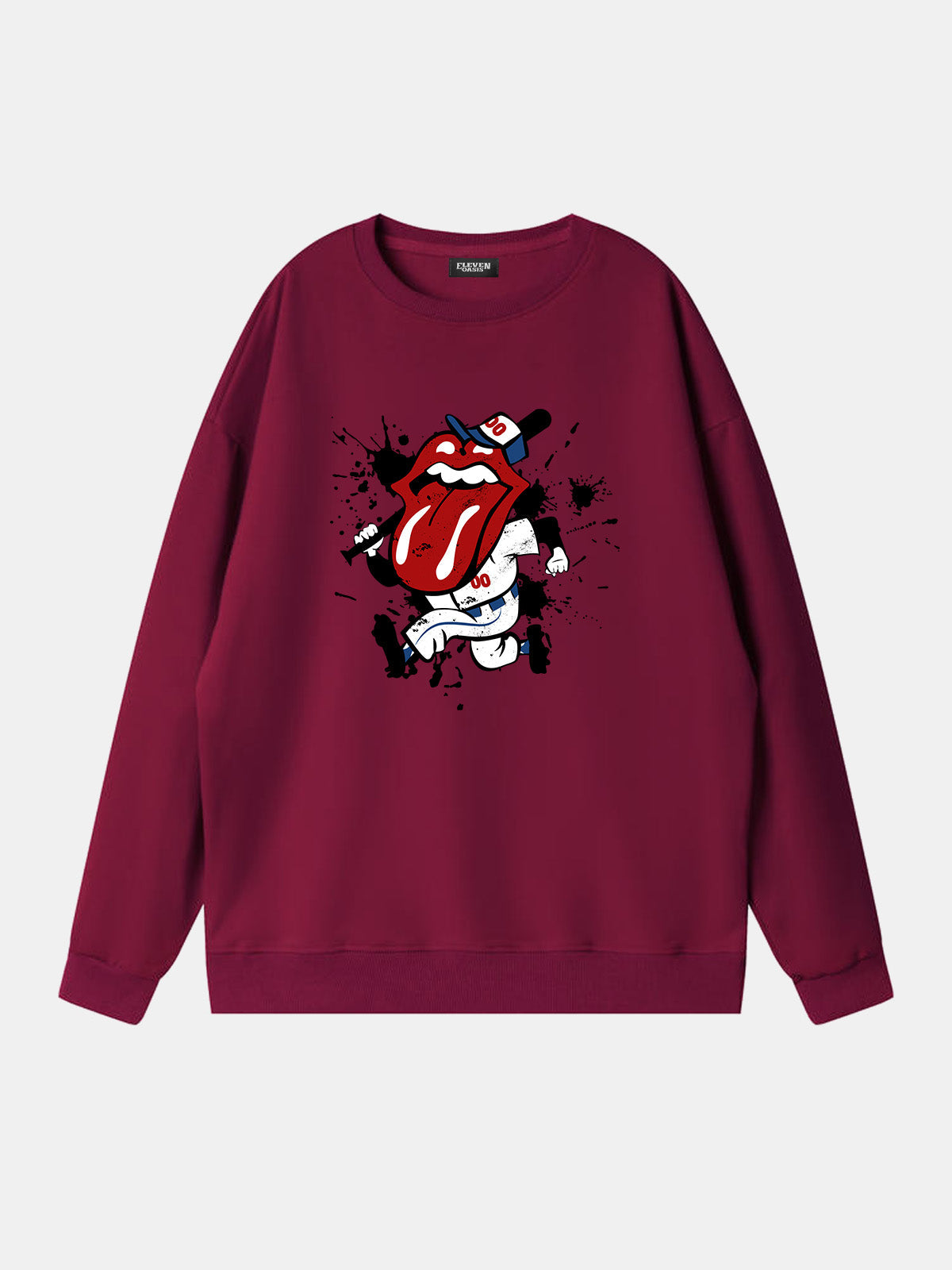 Rolling Stones Baseball Player Graphic Sweatshirt Eleven Oasis