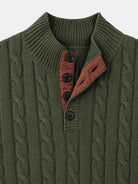 Men's Cable Knit Henley Slim Fit Sweater Eleven Oasis