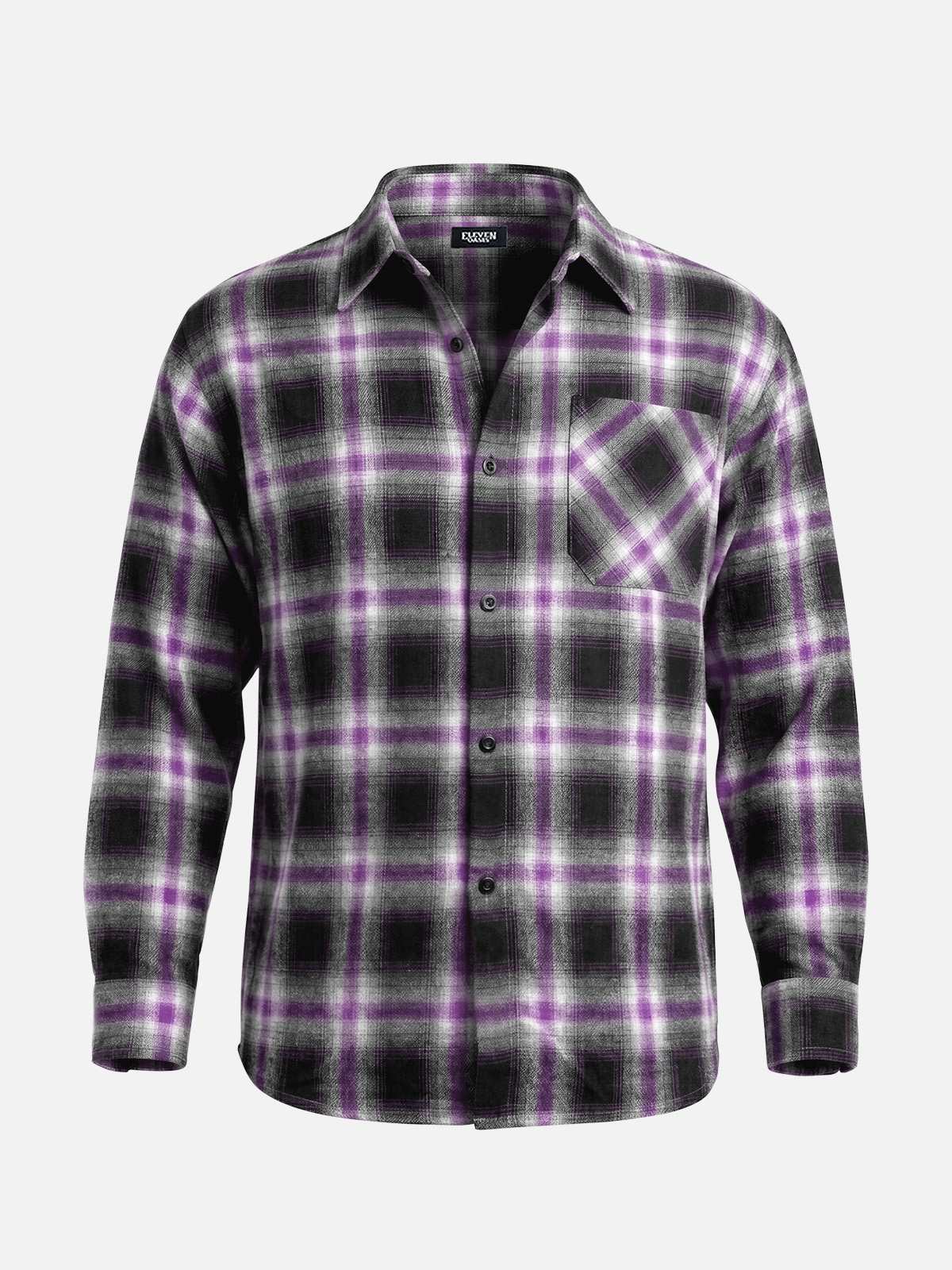 Men's Shadow Plaid Pocket Long Sleeve Shirt Eleven Oasis