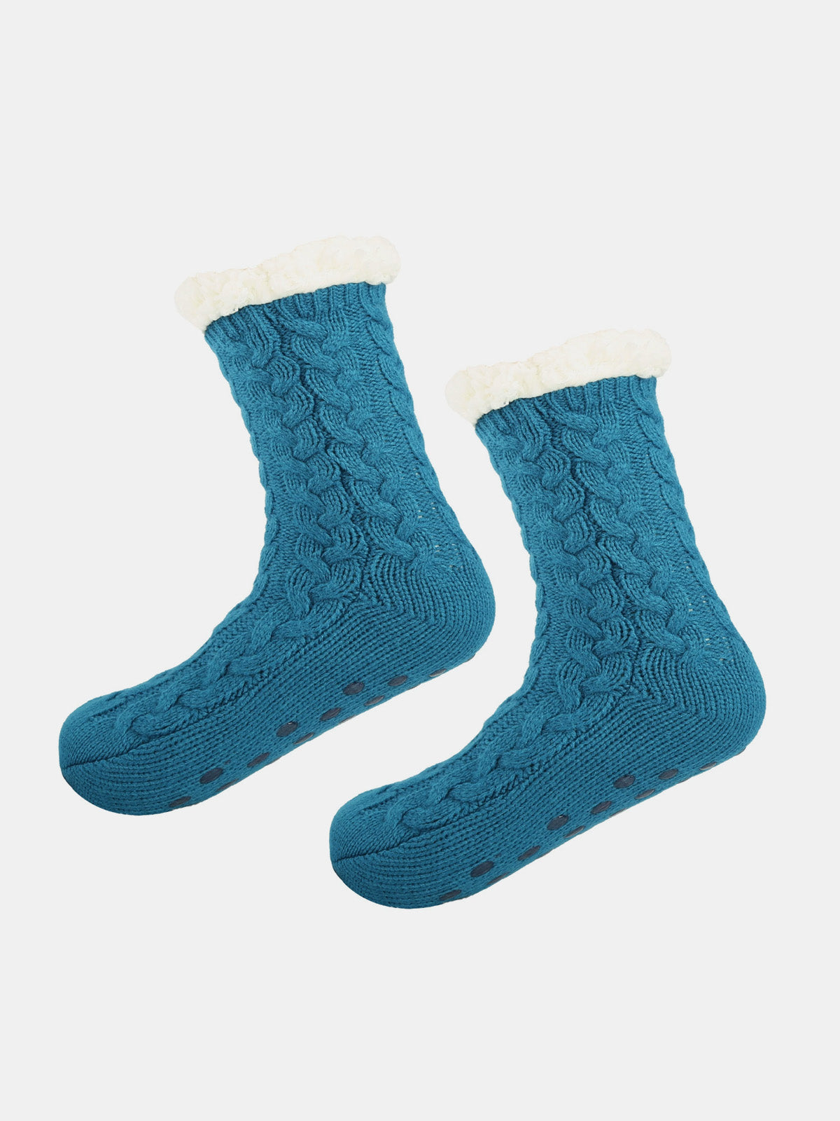 Cable Knit Sherpa-Lined Slipper Socks Eleven Oasis