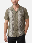 Men's Twin Snakeskin Panel Bowling Short Sleeve Shirt Eleven Oasis