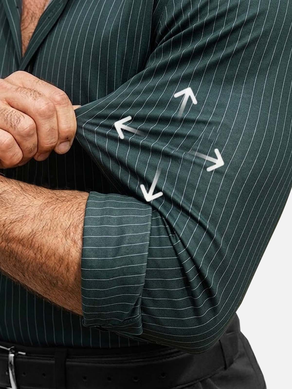 Men's Classic Pinstripe Stretch Slim Fit Long Sleeve Shirt Eleven Oasis