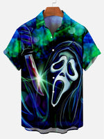 Men's Scream Ghostface Neon Halloween Short Sleeve Shirt Summer Everest