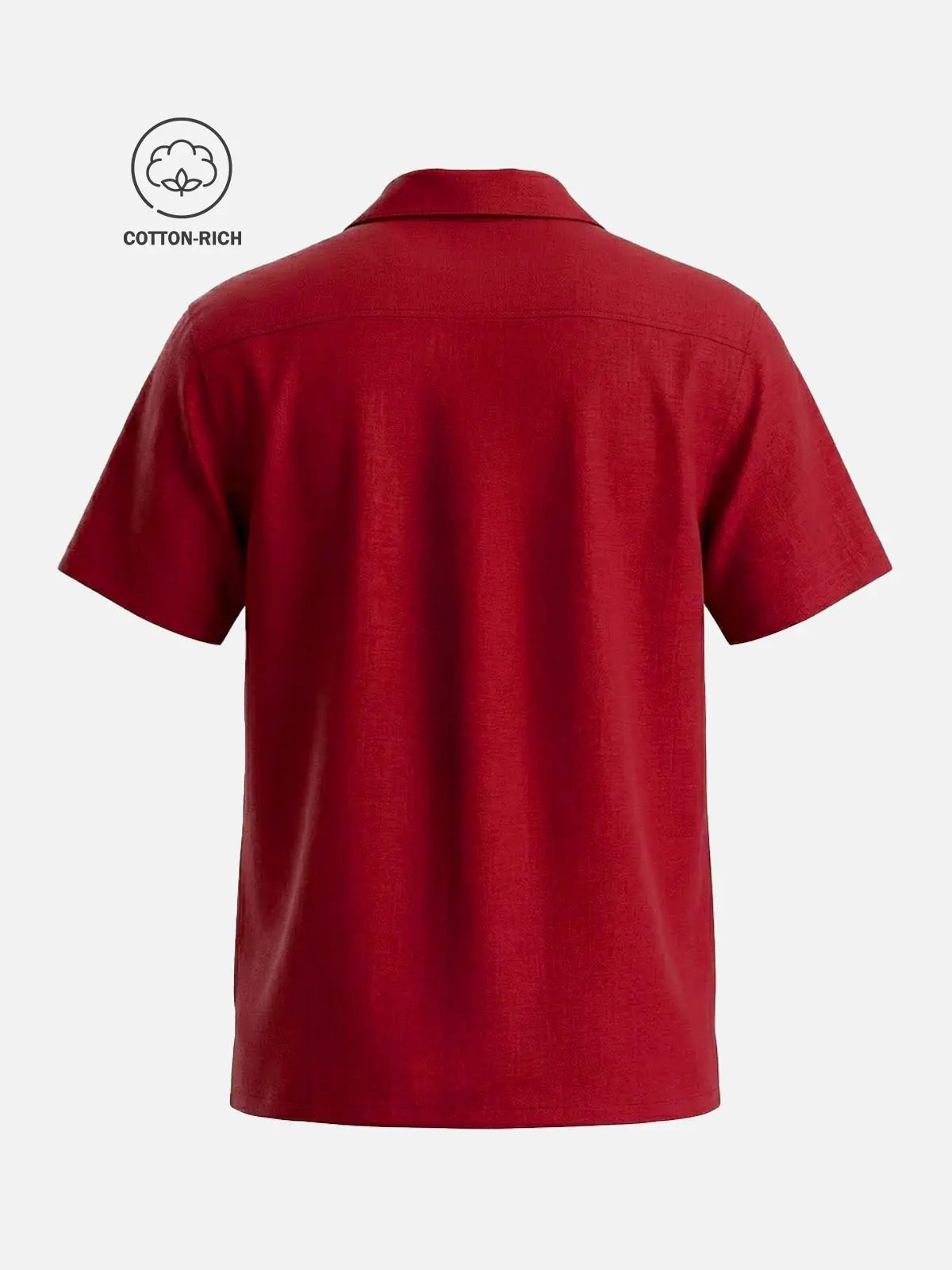 Men's Cotton Retro Vertical Panel Camp Collar Short Sleeve Shirt Eleven Oasis