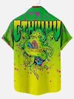 Big Octopus Cthulhu Skateboard Pattern Men's Short Sleeve TopMens short sleeve shirts Big and tall Mens shirts Short sleeve shirts for men Mens 4xl shirts Casual short sleeve shirts