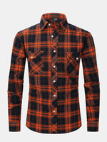 Men's Plaid Button-Down Long Sleeve Shirt Eleven Oasis